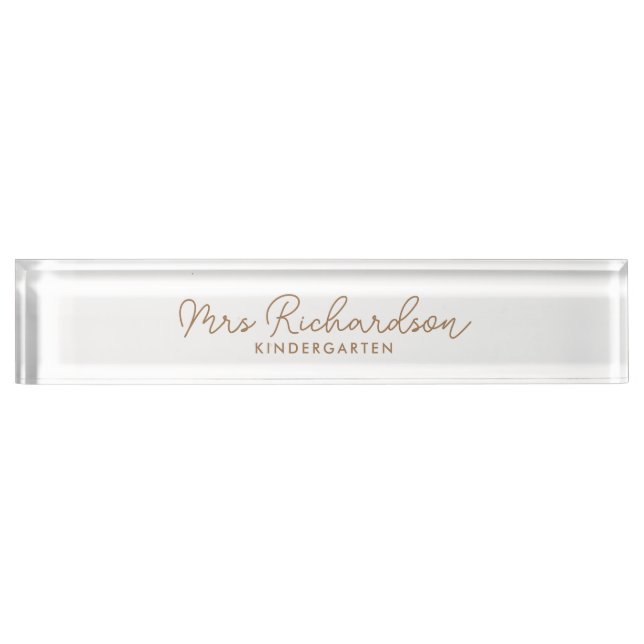 Personalized Teacher Name Grade Minimalist Modern Desk Name Plate (Front)