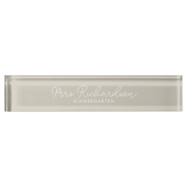 Personalized Teacher Name Grade Modern Boho Desk Name Plate (Front)