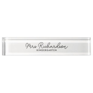 Personalized Teacher Name Grade Simple Modern Desk Name Plate