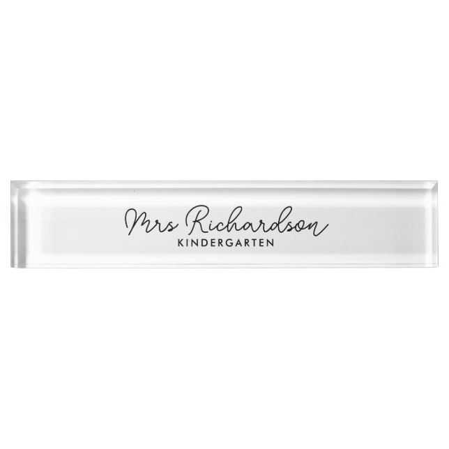 Personalized Teacher Name Grade Simple Modern Desk Name Plate (Front)