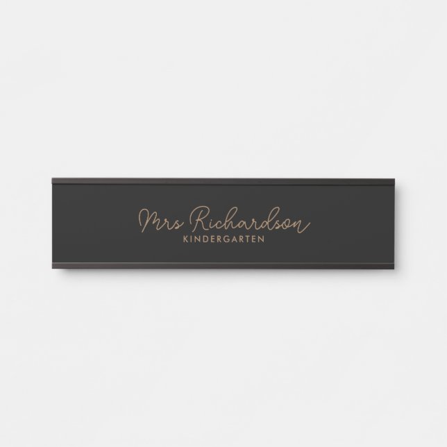 Personalized Teacher Name Grade Simple Modern Door Sign (Front)