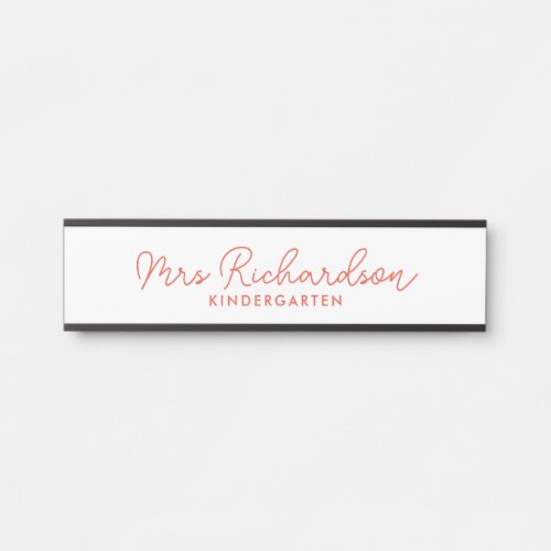 Personalized Teacher Name Grade Simple Modern Door Sign