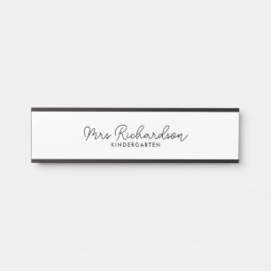 Personalized Teacher Name Grade Simple Modern Door Sign