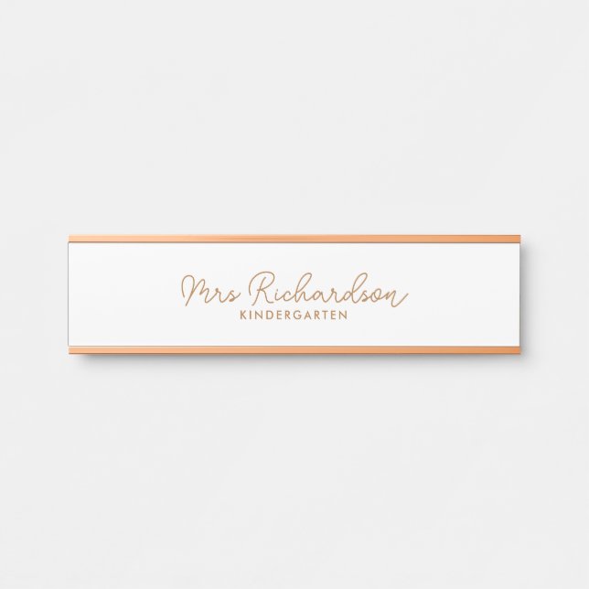 Personalized Teacher Name Grade Simple Modern Door Sign (Front)