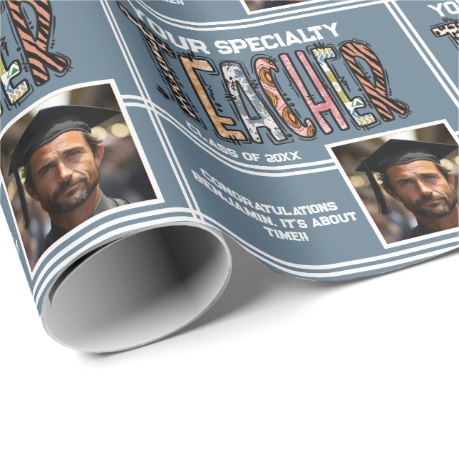 Personalized Teacher Name Graduation Year Wrapping Paper (Roll Corner)