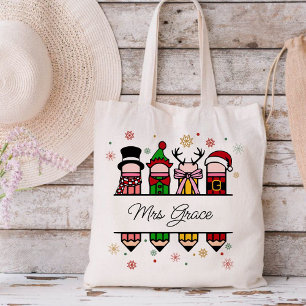Personalized Teacher Name Pencil, Christmas gift  Tote Bag