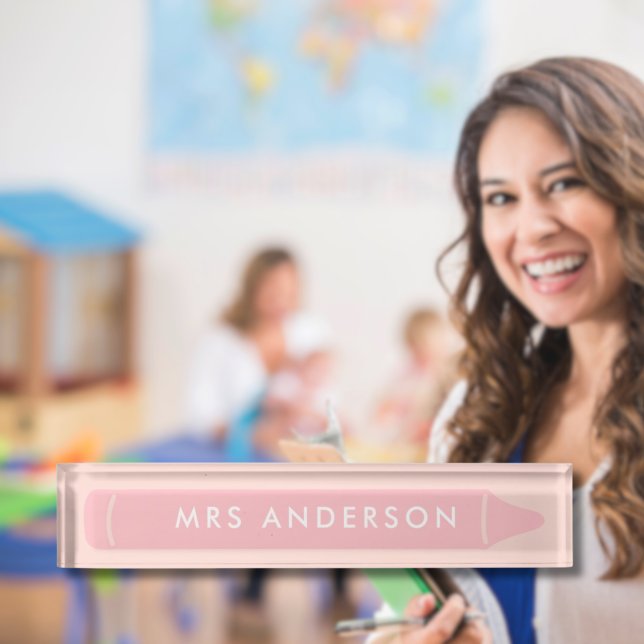 Personalized Teacher Name Pencil Modern Pink Desk Desk Name Plate (Personalised Teacher Name Pencil Modern Pink Desk Nameplate
)