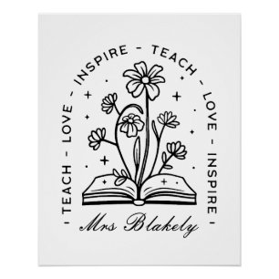 Personalized teacher name quotes cottagecore poster