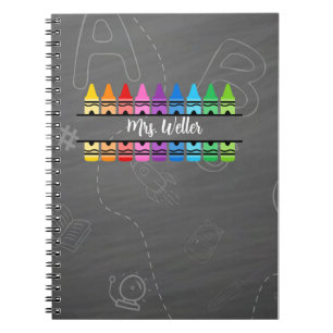 Personalized Teacher Name Rainbow Crayon Notebook