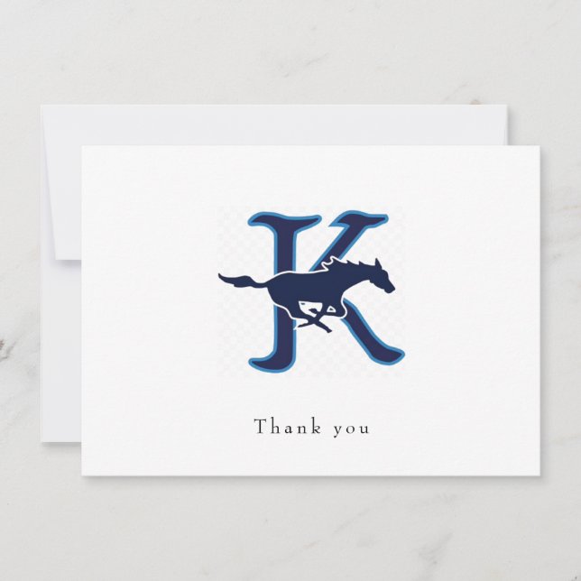 Personalized Teacher Name School Logo Horizontal  Thank You Card (Front)