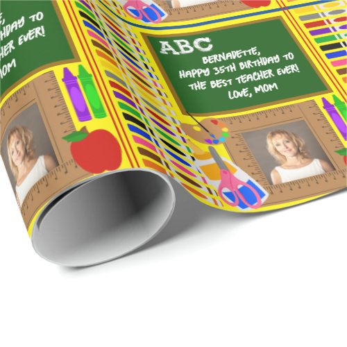 Personalized Teacher Name Sentiment Photo Wrapping Paper
