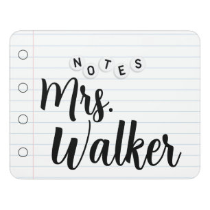 Personalized Teacher Name Sign Notebook Paper