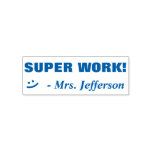 [ Thumbnail: Personalized Teacher Name "Super Work! + Smile Self-Inking Stamp ]