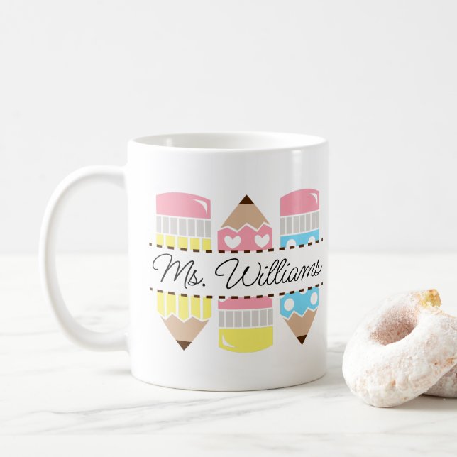 Personalized Teacher Name Teacher Appreciation Coffee Mug (With Donut)