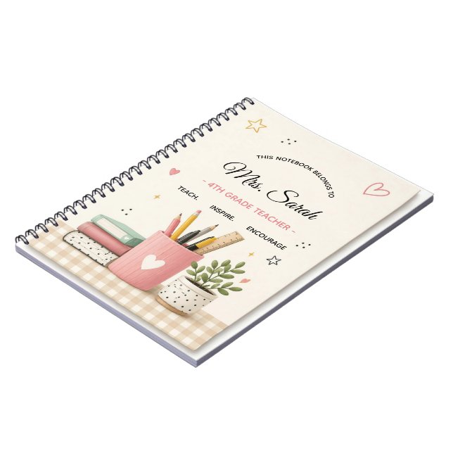 Personalized Teacher Notebook – Custom Name & Grad (Left Side)