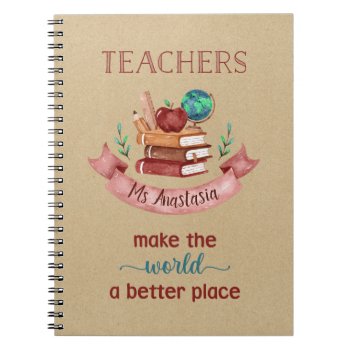 Personalized Teacher Notebooks - Rustic Kraft by CallaChic at Zazzle