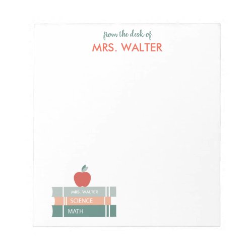 Personalized Teacher Notepad Books and Apple