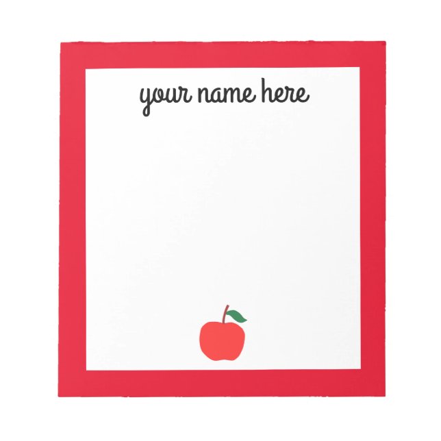 Personalized Teacher Notepad with an Apple (Front)