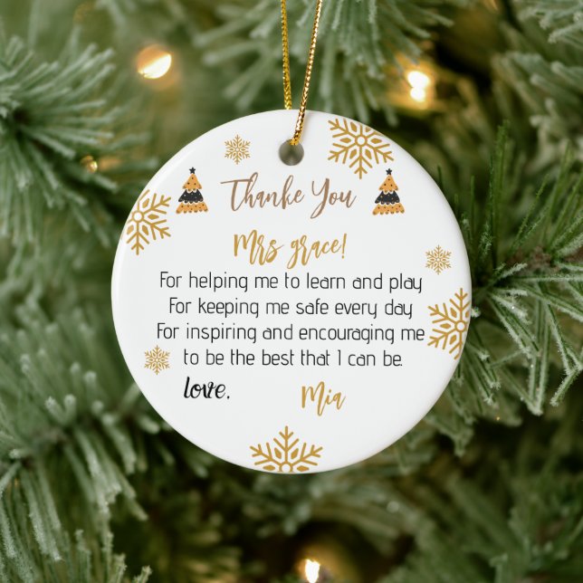 Personalized Teacher Ornaments, Custom Christmas Ceramic Ornament (Tree)