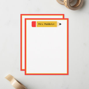Personalized Teacher Pencil Note Card