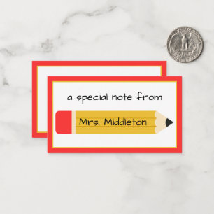 Personalized Teacher Pencil Note Card