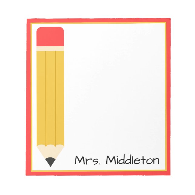 Personalized Teacher Pencil Notepad (Front)
