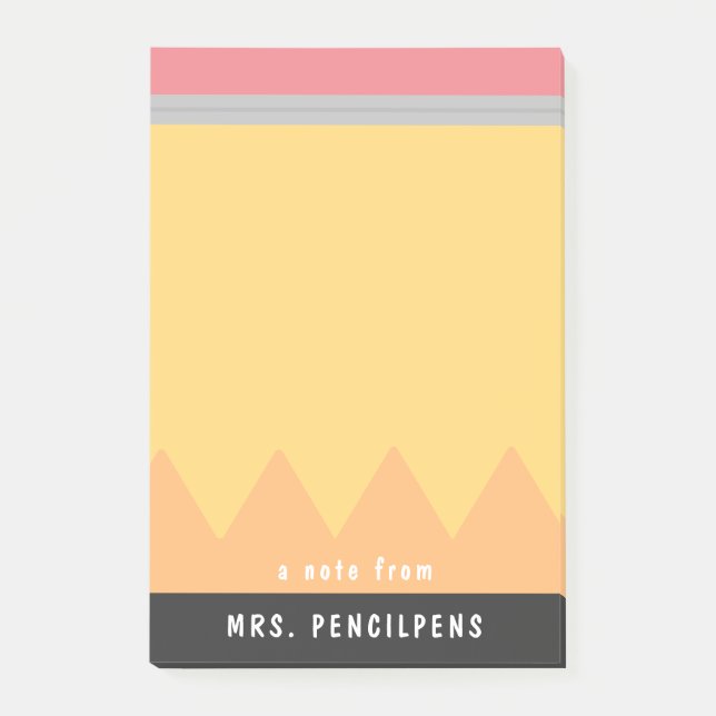 Personalized Teacher Pencil Style Post-it Notes (Front)
