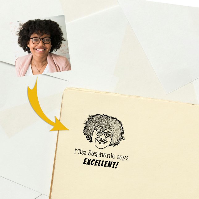Personalized Teacher Photo and Avaliation Rubber Stamp (Creator Uploaded)