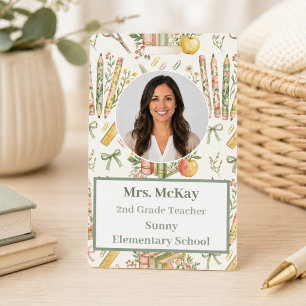 Personalized Teacher Photo ID Badge Double Sided