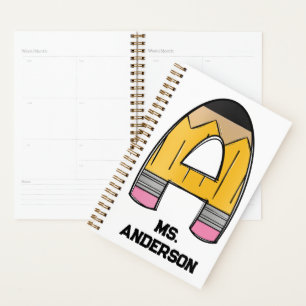 Personalized Teacher Planner – Pencil Initial