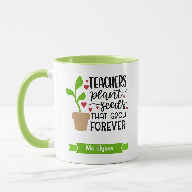 Personalized Teacher Plant Seeds That Grow Forever Mug (Left)