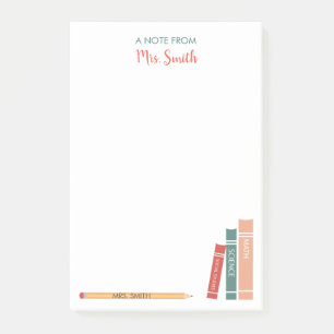 Personalized Teacher Post-It Notes Books and Penci