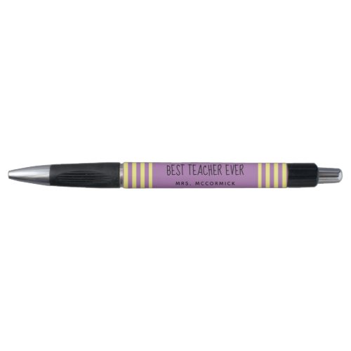 Personalized Teacher Quote Purple Yellow Classroom Pen