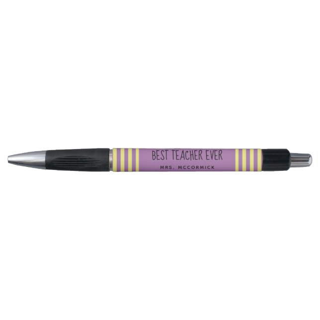 Personalized Teacher Quote Purple Yellow Classroom Pen (Front)