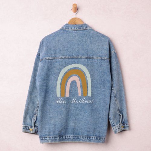 Personalized Teacher Rainbow Denim Jacket