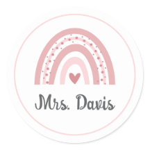 Personalized Teacher Rainbow Name Round Sticker