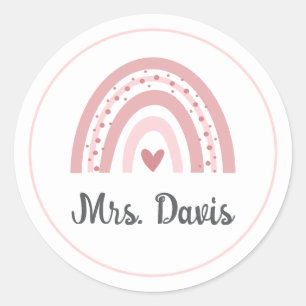 Personalized Teacher Rainbow Name Round Sticker