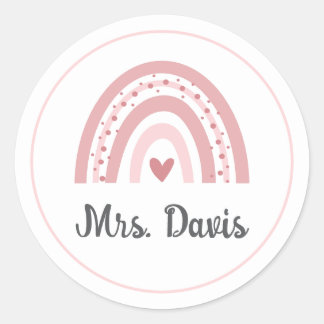 Personalized Teacher Rainbow Name Round Sticker