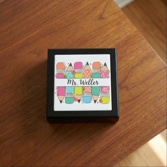 Personalized Teacher Rainbow Pencil Gift Box (Creator Uploaded)