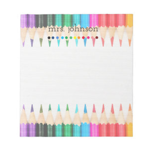 Personalized Teacher Rainbow Pencil Notepad