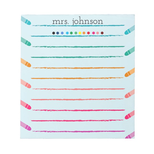 Personalized Teacher Rainbow Pencil Notepad (Front)