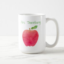 Personalized Teacher Red Watercolor Apple Teachers Coffee Mug