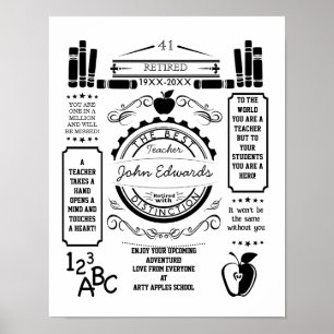 Personalized teacher Retirement Poster apple
