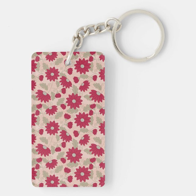 Personalized teacher’s gift, pink daisies  keychain (Back)
