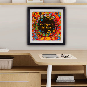 Personalized Teacher’s Room, Colorful Floral Poster