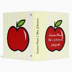 Personalized teacher school binder with red apple | Zazzle