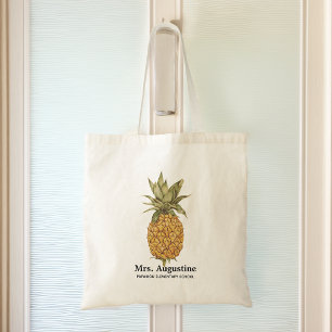Personalized Teacher School Pineapple Tote Bag