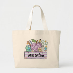Personalized Teacher Shirt Custom Teacher Name Large Tote Bag