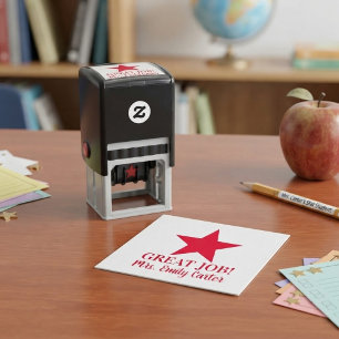 Personalized Teacher Star Great Job Self-inking Stamp