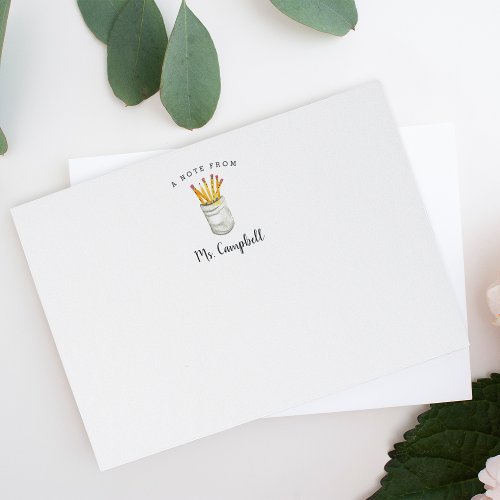 Personalized Teacher Stationery Flat Note Card